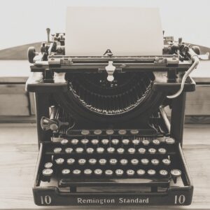 remington standard typewriter in greyscale photography